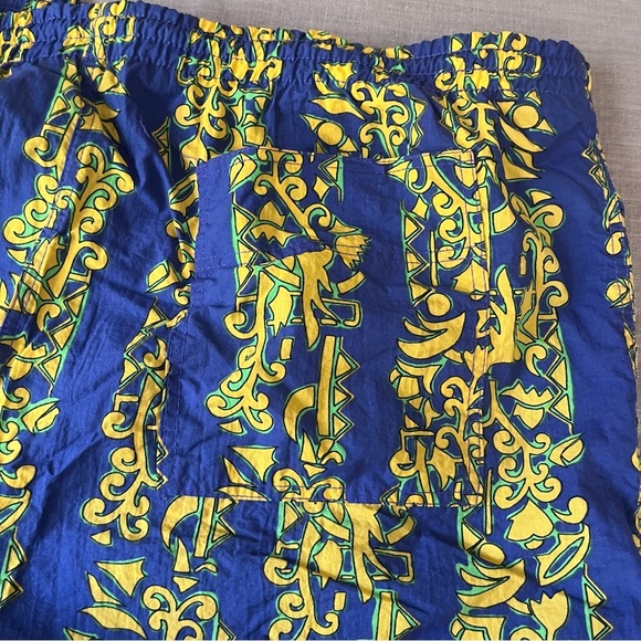 90s Vintage Size Large Blue and Yellow Swim Trunks Bold - Picture 7 of 7